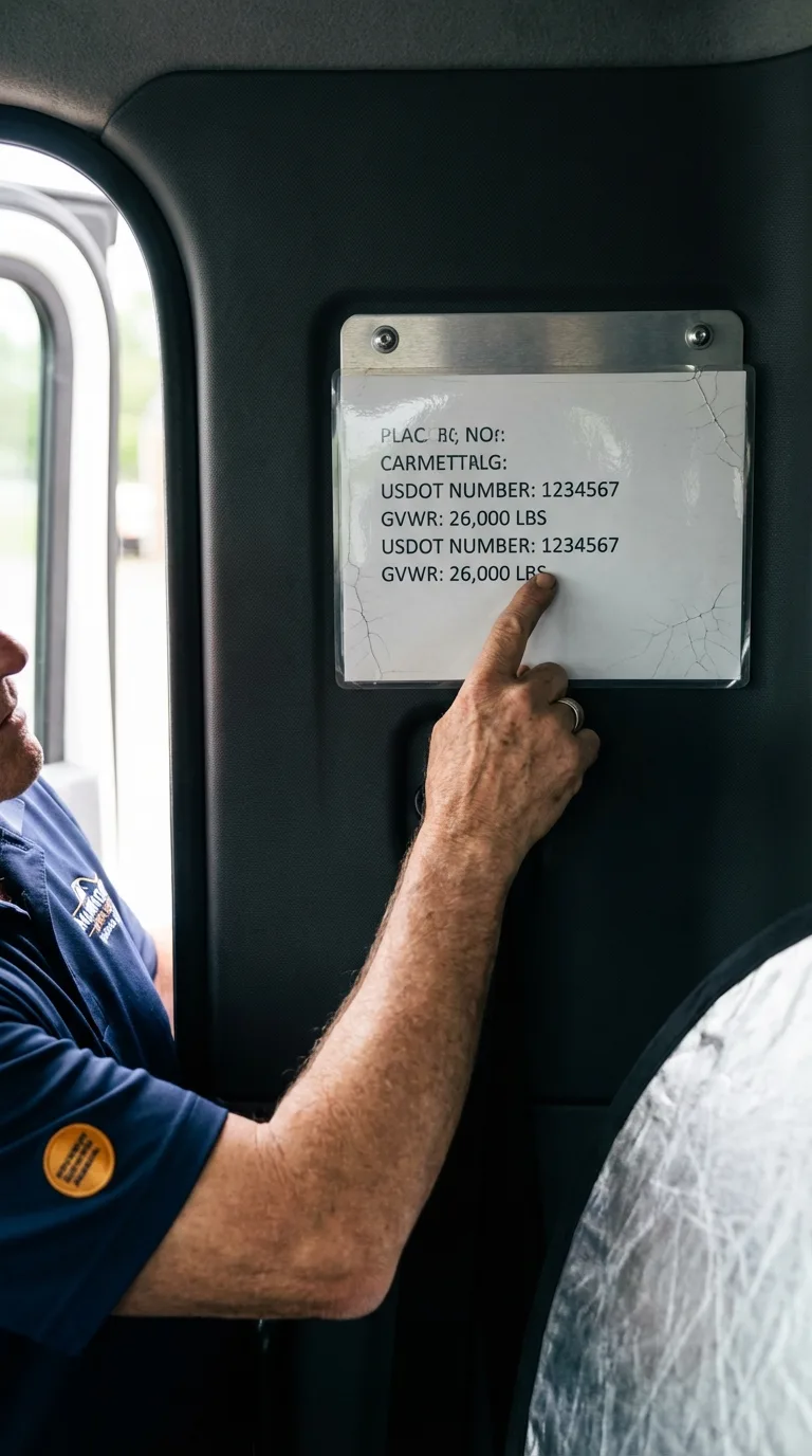 USDOT licensing placard verification in Charles City